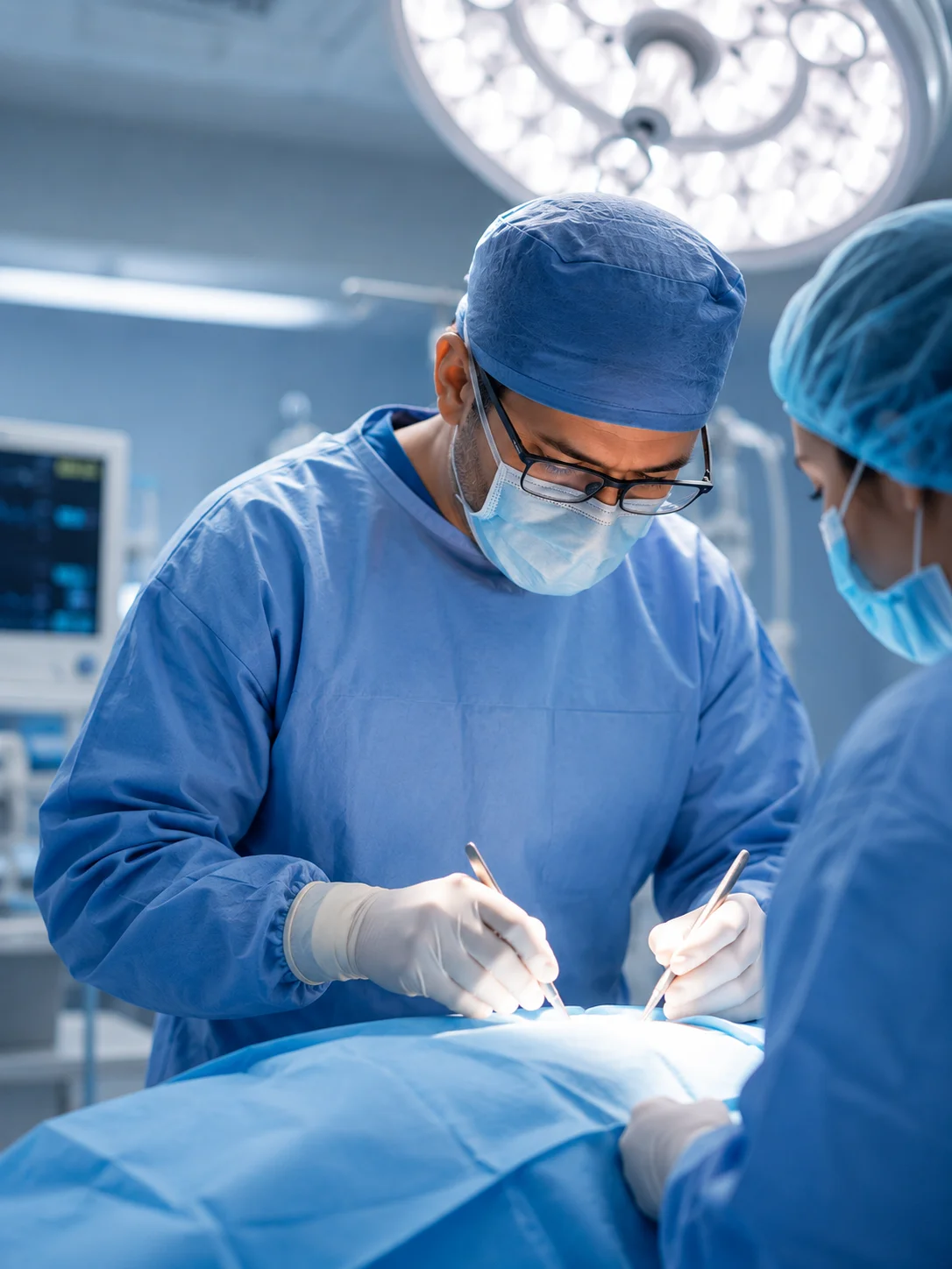 El Dr. Pérez Tavera operando en quirófano junto a su equipo quirúrgico